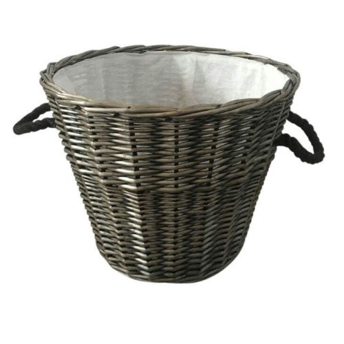 ROUND GREY WILLOW LOG BASKET