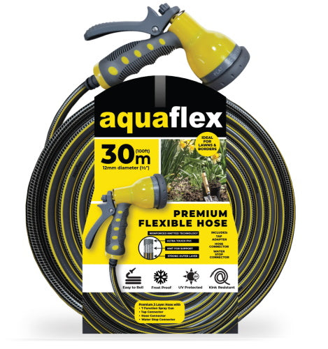 AQUAFLEX 30M HOSE & 7 PATTERN SPRAY GUN