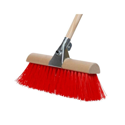 RED YARD BRUSH W/CLAMP