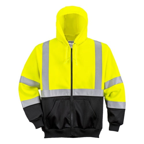 PORTWEST HI-VIS 2-TONE ZIPPED HOODIE