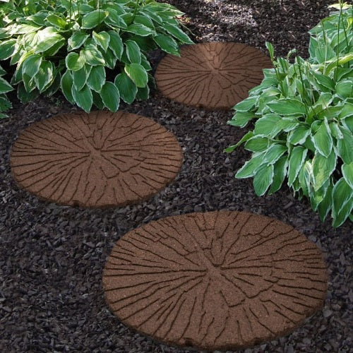 CRACKED LOG RECYCLED STEPPING STONE - BROWN
