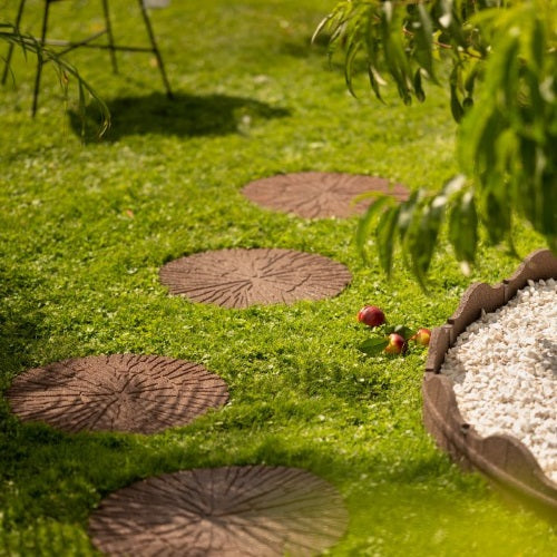 CRACKED LOG RECYCLED STEPPING STONE - BROWN