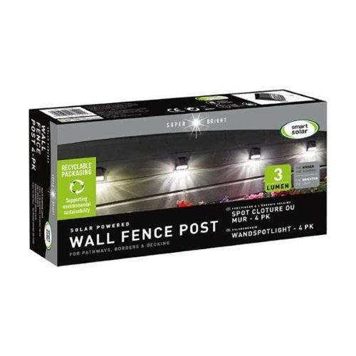 Solar Fence Wall & Post Lights 4pk