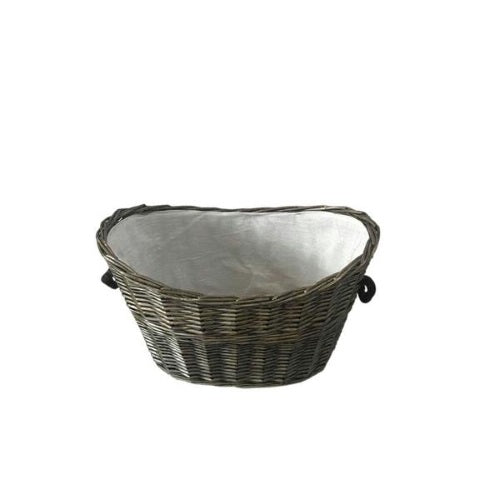 GREY OVAL WILLOW LOG BASKET