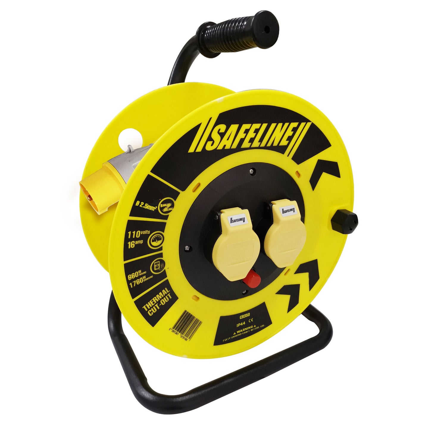 SAFELINE 25M 110V 2.5SQ YELLOW CABLE REEL