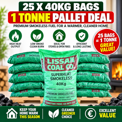 25 x 40KG SUPERHEAT SMOKELESS (1 TONNE PALLET)