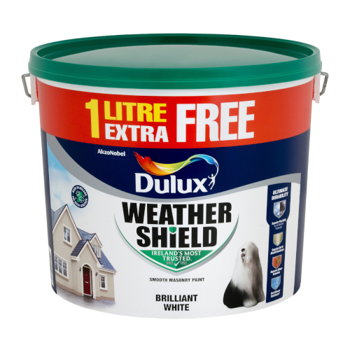 DULUX WEATHERSHIELD SMOOTH MASONRY WHITE - 10L+1L FREE