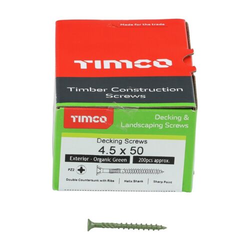 TIMCO DECKING SCREW PZ2 - GREEN 4.5 X 50MM