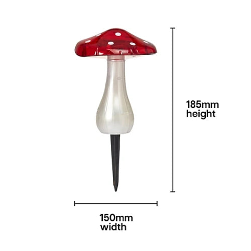 Smart Solar Red & White Mushroom Stake Light